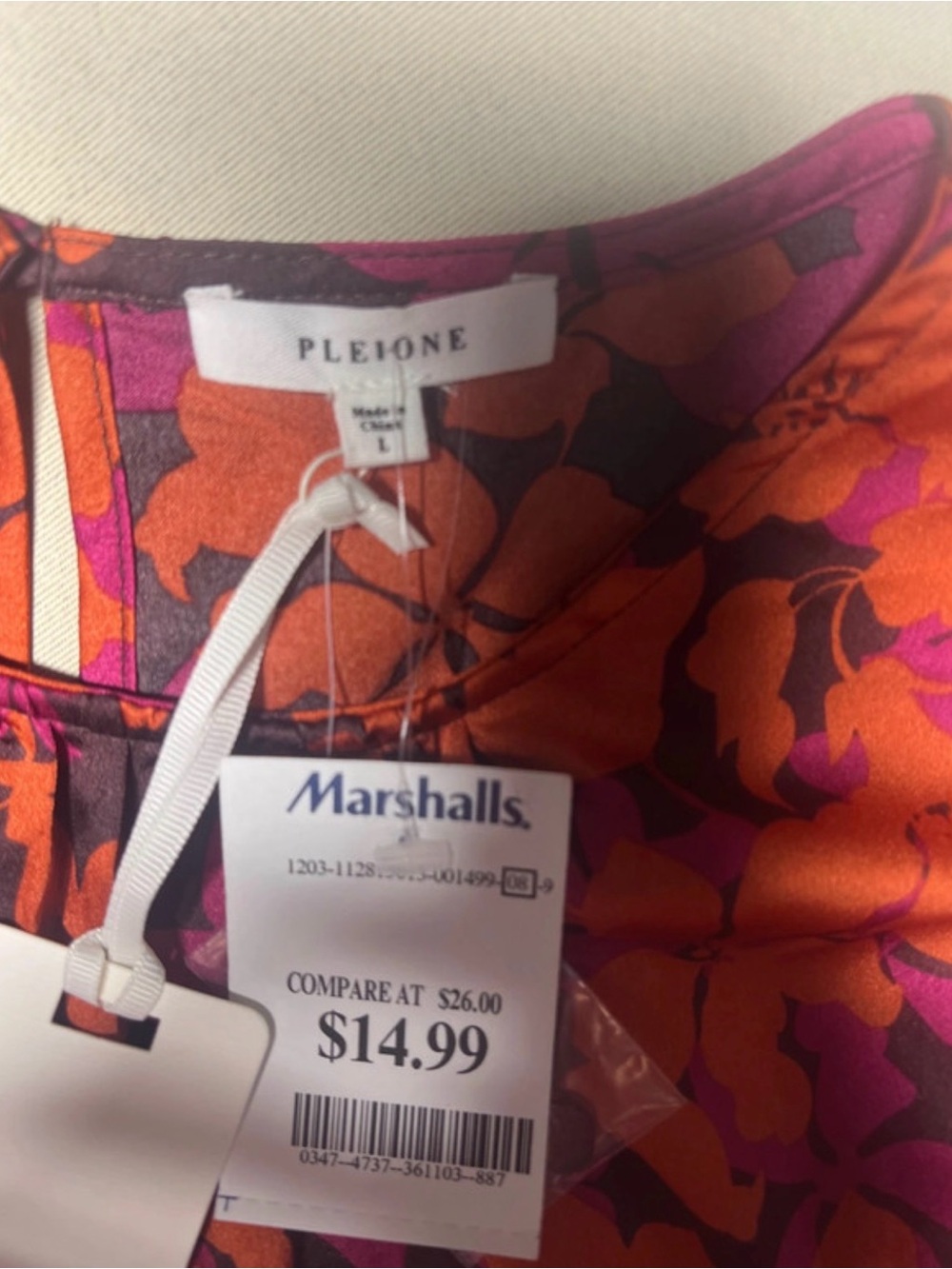 Pleione Orange & Magenta Floral Long-Sleeve Blouse - Picture 3 of 5
